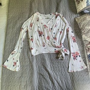 Wrap front floral blouse